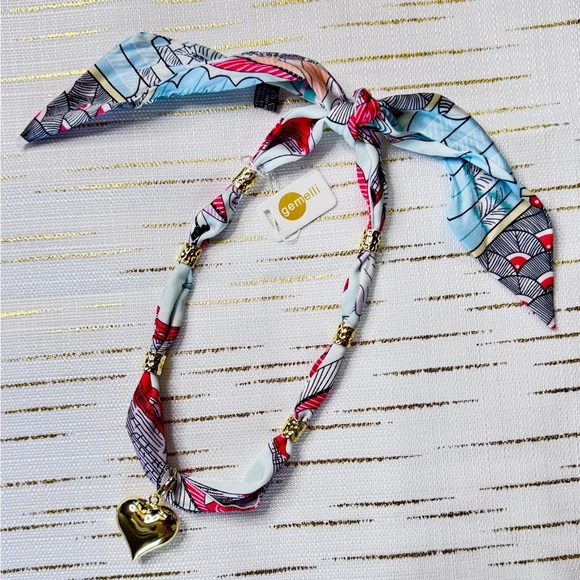 Host Pick!! Gemelli Scarf Necklace with Gold Heart Pendant – Statement Jewelry - Picture 3 of 7